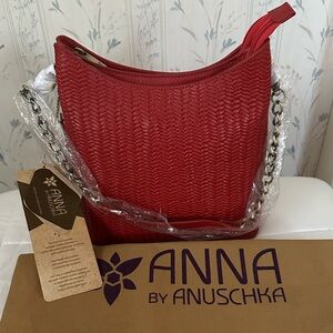 Anna by Anuschka Red Leather Convertible Crossbody